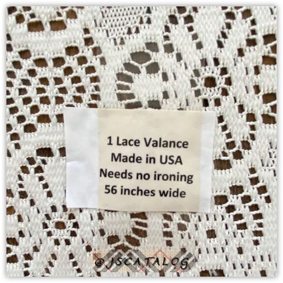 56” Wide Lace Crochet Off White Window Valance - Picture 2 of 3